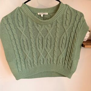 Green Cable Knit Sweater Vest